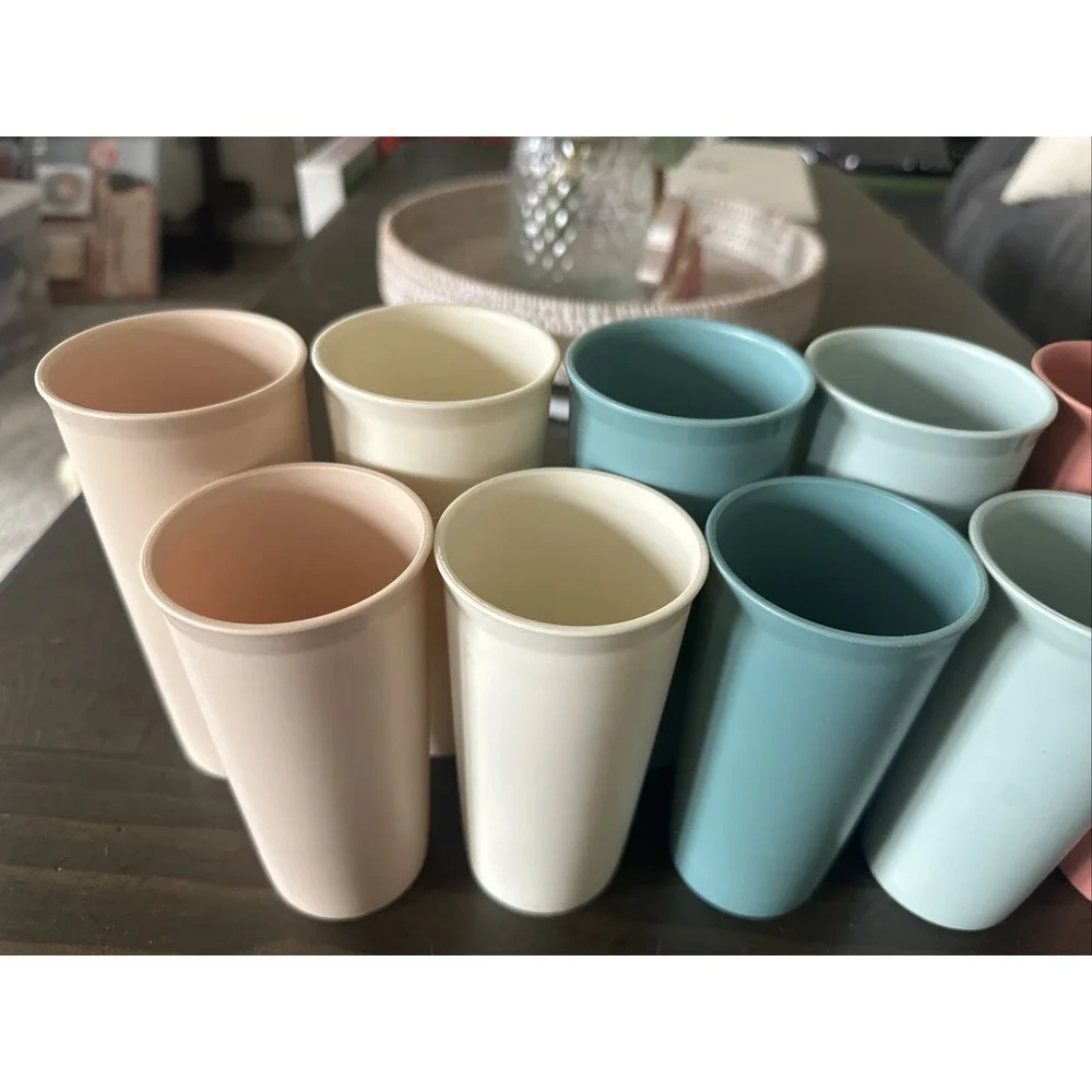 12 Vintage Tupperware Pastel Tumbler 115 & 116 Drinking Glass Cup Made In USA 6
